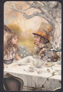 1  swap playing card  / alice in wonderland & madhatter white rabbit / modern