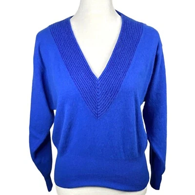 Suéter Suéter Benetton Mujer Azul Mezcla Angora Cuello en V Manga Larga De Colección Talla L Foto 1 de 4