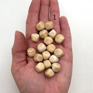 Vintage Funky Beige & Creamy Czech Glass Rock Shaped Beads (2 Sizes) (BRCG78) - Picture 1 of 14