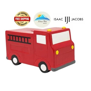Isaac Jacobs Ceramic Red Fire Truck Piggy Bank - Picture 1 of 9