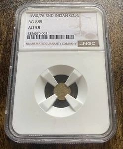 1880/76 Round Indian G25C NGC AU58 BG-885 California Fractional Gold Coin 1880 - Picture 1 of 4