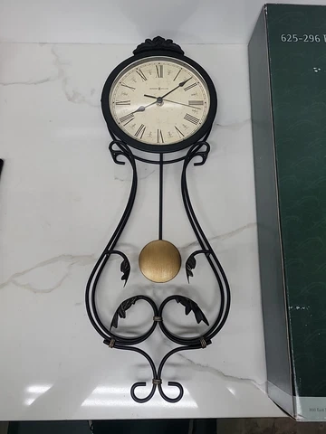 Howard Miller Paulina 625-296 Wall Clock Wrought Iron Leaves Pendulum Preowned Cover