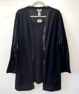 Catherines Womens Black Long Sleeve Scoop Neck Mock Two Cardigan Plus Size 16W - Picture 1 of 7