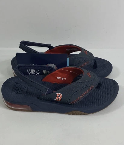 REEF Boston Red Sox Fanning Sandals Boys size 7/8 Little Kids Toddlers NEW! Cover