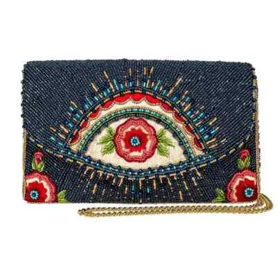Mary Frances Mystic Magnetic Beaded Bag Floral Handbag Red Navy Blue Purse NEW - Image 1 of 4