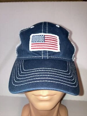 Gorra de béisbol unisex bandera americana sombrero verano malla correa ajustable azul usada en excelente estado Foto 1 de 4
