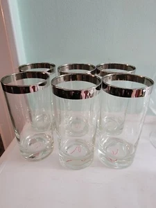 6 Vintage Silber Chrom 1/4" Rand Wasserbecher hohe Kugel Gläser 8 oz  - Bild 1 von 7