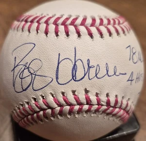 Bob Horner Signed Mlb Baseball With 78 NL ROY/4 HR'S 1 GAME 7/6/86 jsa Auto - Picture 1 of 3