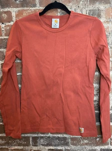 Carhartt Coral Brick Red Long Sleeve Crew Neck Cotton T-shirt Women’s Size Medi - Picture 1 of 9