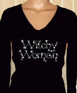 ALL STRASS WITCHY WOMAN V-AUSSCHNITT LANGARM GRÖSSE T-SHIRT - Bild 1 von 1