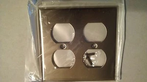 Leviton Stainless Steel 2-Gang Receptacle Wallplate  /Part Number 84016 - Picture 1 of 2
