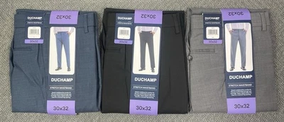 Lote de 3 pantalones de vestir Duchamp para hombre azules, negros y grises 30x32 nuevos con etiquetas Foto 1 de 4