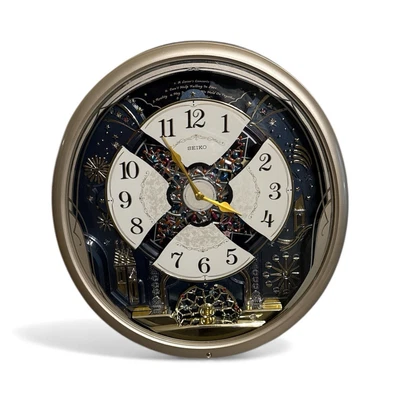 Seiko Starry Night Melodies In Motion Oval Wall Clock Color Lights Music - Image 1 of 4