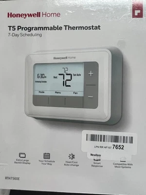 Honeywell T5 7-Day Programmable Thermostat RTH7560E White Heating Cooling 3413 - Image 1 of 3