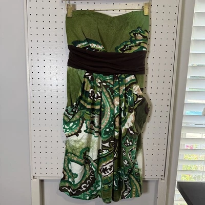 JFW Strapless Dress Women's 1X Green Pleated Tie-Back Bodycon Prom Party Y2K VTG - Image 1 of 4
