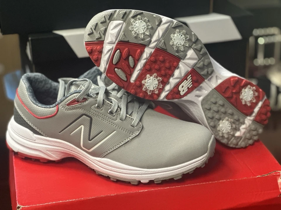 Tênis de golfe New Balance cinza/vermelho/branco masculino tamanho 9 impermeável novo com caixa - Imagem 1 de 4