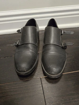 Coach New York   Black Leather Double Monk Strap Cap Toe  Shoes  9 Pre-owned - Image 1 of 4