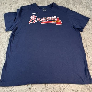 Atlanta Braves Mens Shirt XL Nike Albies Blue Swoosh Chop Tee T 100% Cotton - Picture 1 of 15