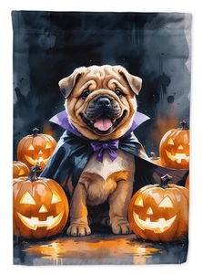 Shar Pei Puppy Halloween Flag Canvas House Size DAC8451CHF - Picture 1 of 4