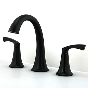 MOEN Korek 8" matt schwarz breit 2-Griff Hochbogen Bad Wasserhahn 84468BL - Bild 1 von 18