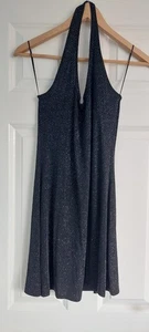 Topshop size 10 little black halter neck dress with sequin effect - Picture 1 of 2