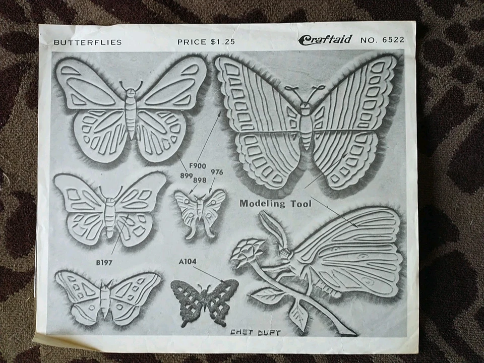 Plantilla grande vintage de cuero Craftaid n.º Mariposas 6522  Foto 1 de 1