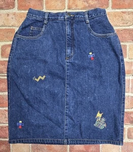 Vintage Original Rickie A Div Of Laundry Denim Embroidered Western Skirt Size 12 - Picture 1 of 10