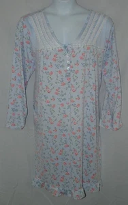 Blau geblümt Übergröße 3X weich dehnbar bequem Lounge Nachthemd Fronttasche BETSY - Bild 1 von 5