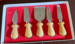 Vintage Fama Maniago Inox Käsemesser Menge 5 Made in Italy mit Holzgriff 6" - Bild 1 von 18