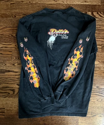 Vintage Flame Long Sleeve Graphic Biker Daves Custom Cycles Shirt Skater Taos NM - Image 1 of 4