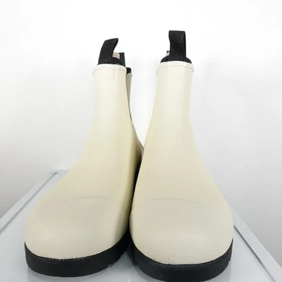 Nueva bota de lluvia al tobillo impermeable de goma Quince defectuosa para mujer talla 9 hueso OT-4357 Foto 1 de 4