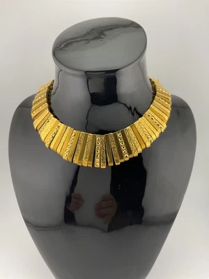 Colar Vintage Jose & Maria Barrera Bib Colar Tom Dourado com Cristais Dourados - Imagem 1 de 4