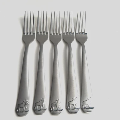 5 Cambridge WOODLODGE Stainless Steel Dinner Forks Wood Lodge MOOSE Satin 8" - Image 1 of 4