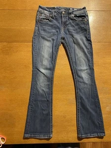 Miss Me Jeans Womens 28x31 (28x29) Mid Rise Boot Rhinestone Bling Y2K Distressed - Picture 1 of 15