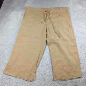 HEMA Hose Damen EU 44/46 US 14 beige 100% Leinen weites Bein Crop Kordelzug - Bild 1 von 16