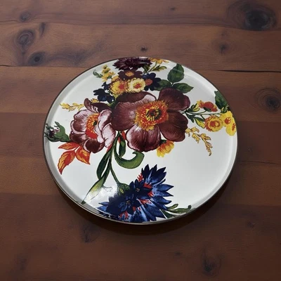 MacKenzie-Childs Enamel Flower Market 15" Drink/Beverage Serving Tray- Rare - Image 1 of 3