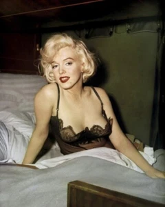 Marilyn Monroe Some Like It Hot gorgeous in low cut black neglige 24x36 Poster - Picture 1 of 1