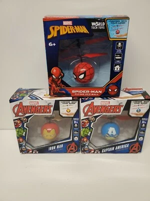 Лот из 3 Marvel Flying UFO мяч Spider-Man, Captain America, и Железный человек, новый читать - Изображение 1 из 4
