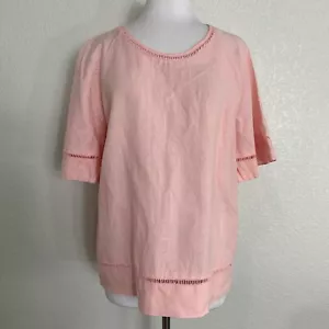 Camicia donna Simple taglia media rosa pallido top lino manica corta ritagli - Foto 1 di 6