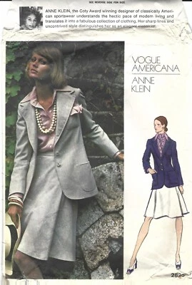 Vogue Sewing Pattern 2825 Anne Klein Vintage Jacket, Shirt, Skirt, Size 12 Uncut - Image 1 of 4