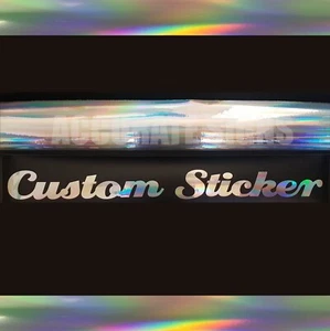300mm x2 Rainbow Chrome Custom Text Sticker Personalised Name decal Oil Slick - Imagen 1 de 2