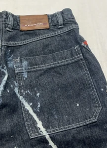 Vintage Y2K FUBU Platinum Wide Leg Baggy Jeans Herren 34x34 (32) Splattered Bleach - Bild 1 von 14
