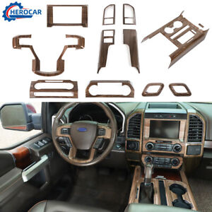 Wood Grain Center Dashboard Cover Decor Trim Kit for Ford Ford F-150 2015-2020