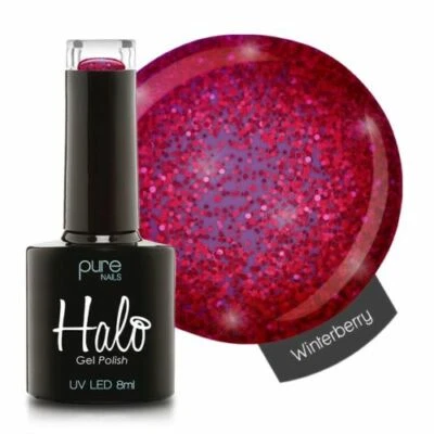 Pure Nails Halo Gel Polish UVLED Very Berry Collection Glitter (Winterberry) 8ml