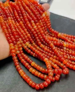 Natural Shaded Carnelian Smooth Rondelle 16"Beads AAA+ Red Stone Carnelian 7-8mm - Picture 1 of 4
