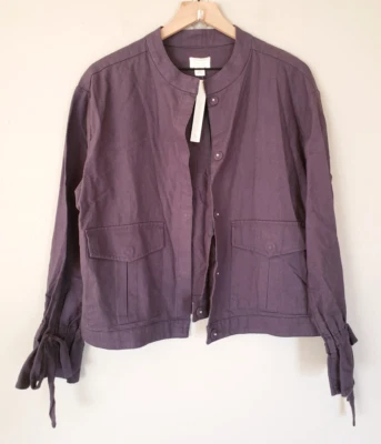 NWT Caslon Linen Blend Gray Jacket Size M Utility Lagenlook - Image 1 of 4