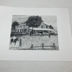 Litografía de granja Granero Granero Granero Negro/Blanco Tenn Arte Popular Country Gene Flores 03 - Imagen 1 de 7