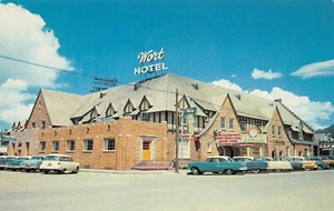 Wort Hotel & Bar, Cafe Main St. Street Scene Jackson, WY Vtg 1950's Postcard - Picture 1 of 2