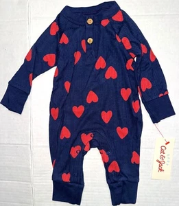 CAT & JACK coverall navy/red HEARTS motif size NEWBORN - Picture 1 of 1