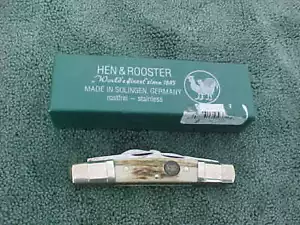 HEN & ROOSTER 324C-DS CONGRESS Pocket Knife Stag Bertram Cutlery Solingn Germany - Picture 1 of 9